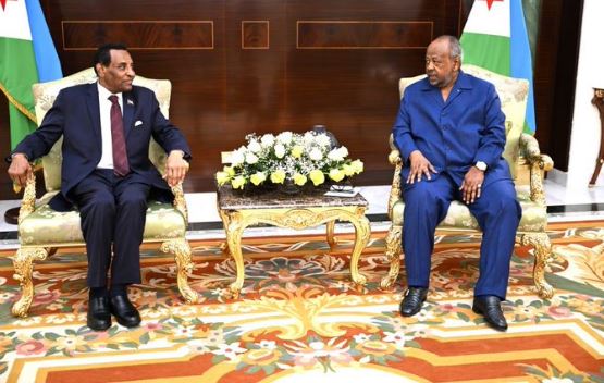 الرئيس الجيبوتي إسماعيل جيلي يستقبل رئيس الوزراء السوداني كامل إدريس